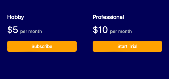 Styled Pricing Table